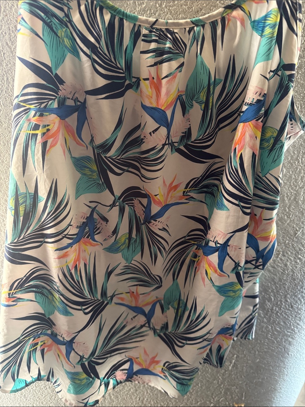 Tropical Floral Off-Shoulder Blouse in Cream and Teal